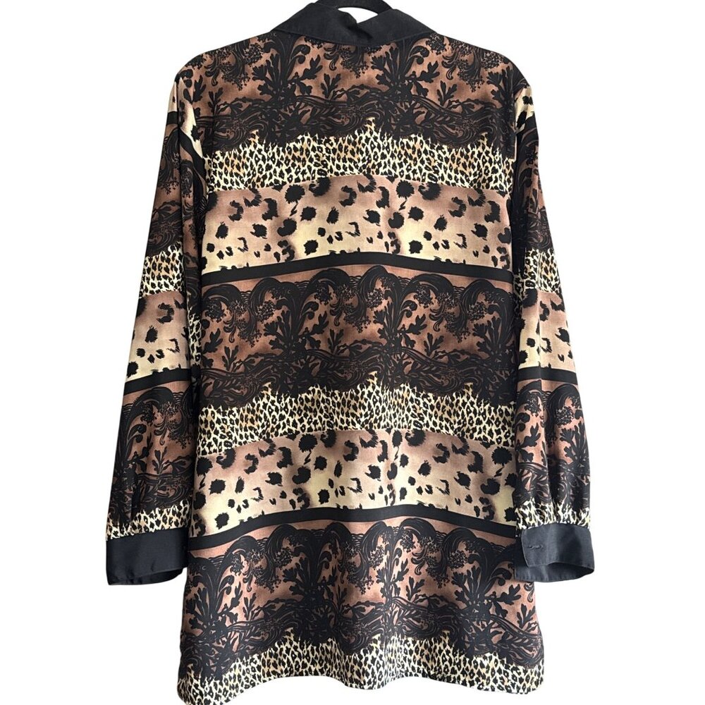 Caliche Vintage Leopard Print Mixed Pattern Button Long Sleeve  Blouse Size 16 - Picture 4 of 7